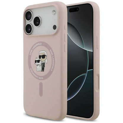 Etui Karl Lagerfeld Silicone Karl&Choupette Ring MagSafe na iPhone 18 Pro Max / 17 Pro Max - różowe_0