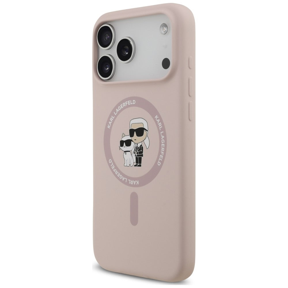 Etui Karl Lagerfeld Silicone Karl&Choupette Ring MagSafe na iPhone 18 Pro Max / 17 Pro Max - różowe_1