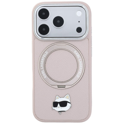 Etui Karl Lagerfeld with Ring Stand 360 Choupette Head Pin MagSafe na iPhone 18 Pro / 17 Pro - różowe_2