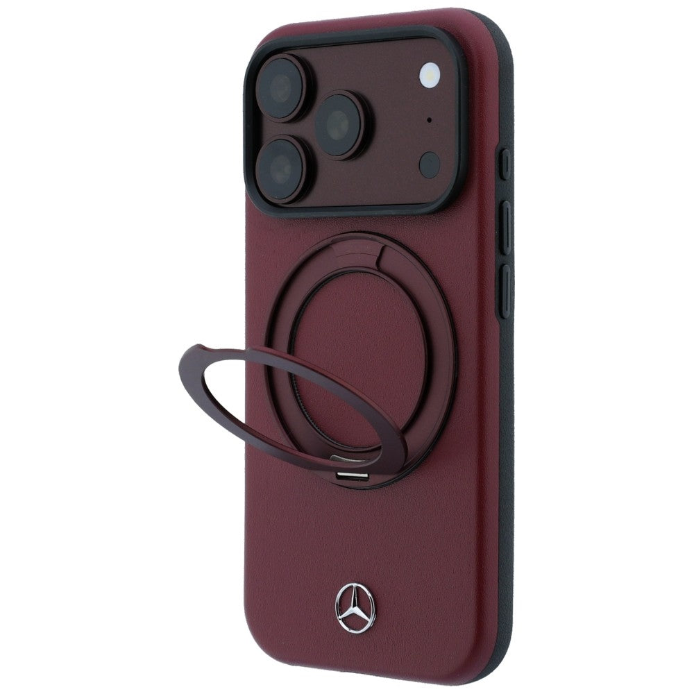 Etui Mercedes Leather with Ring Stand MagSafe na iPhone 18 Pro / 17 Pro - burgundowe_1