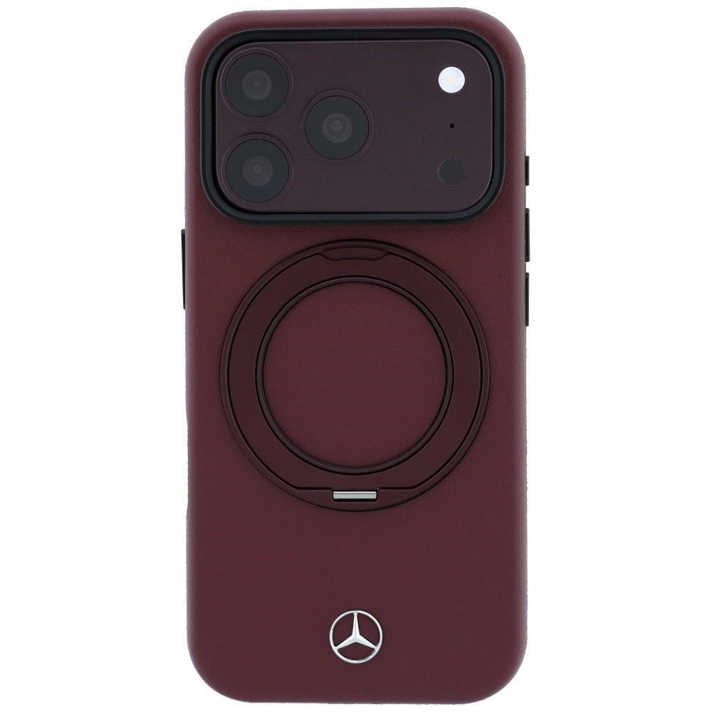 Etui Mercedes Leather with Ring Stand MagSafe na iPhone 18 Pro / 17 Pro - burgundowe_2
