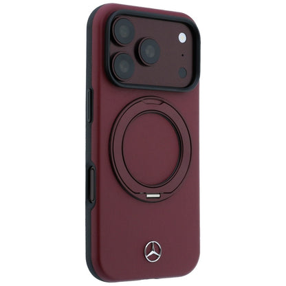 Etui Mercedes Leather with Ring Stand MagSafe na iPhone 18 Pro / 17 Pro - burgundowe_3