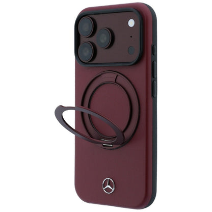 Etui Mercedes Leather with Ring Stand MagSafe na iPhone 18 Pro Max / 17 Pro Max - burgundowe_1