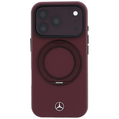 Etui Mercedes Leather with Ring Stand MagSafe na iPhone 18 Pro Max / 17 Pro Max - burgundowe_2