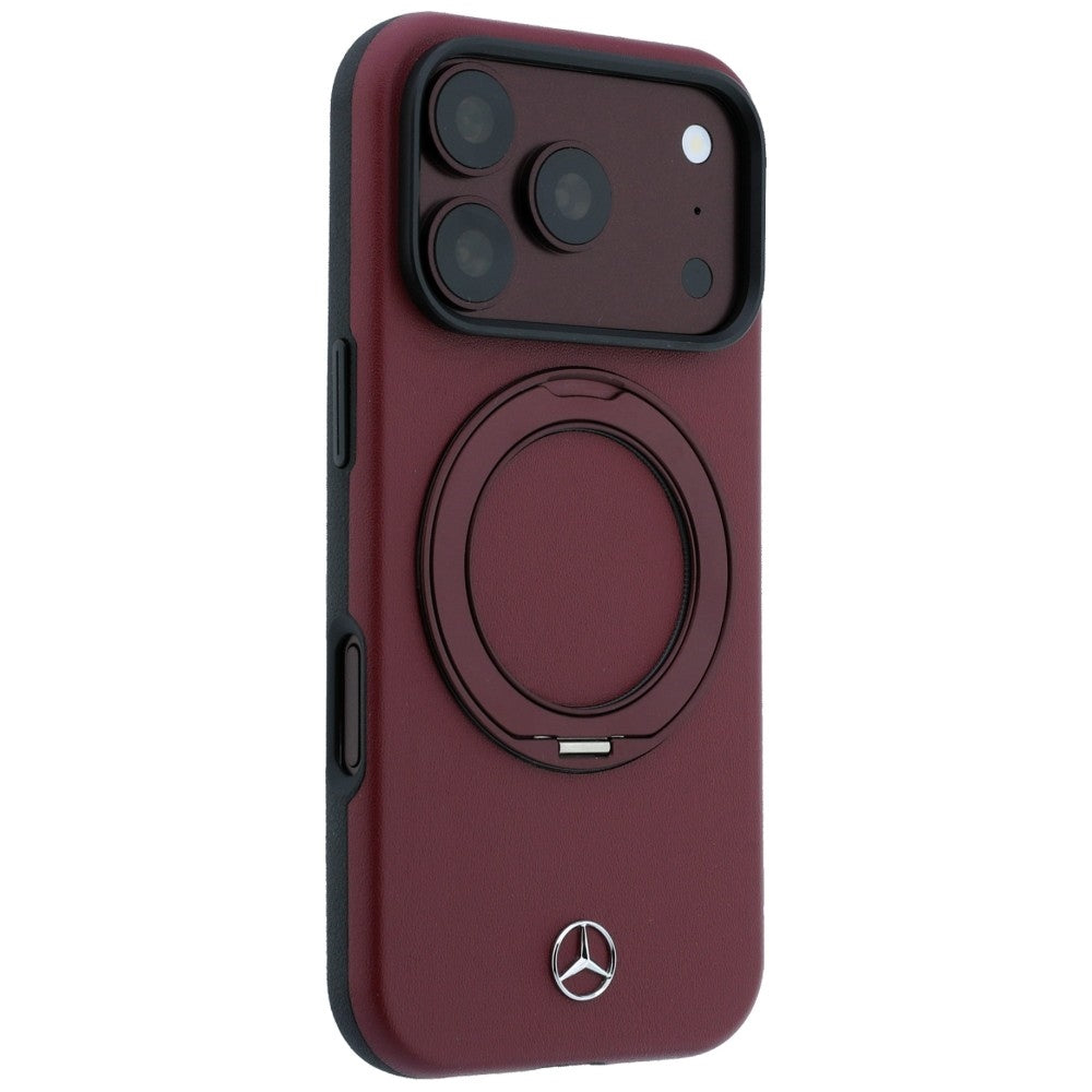 Etui Mercedes Leather with Ring Stand MagSafe na iPhone 18 Pro Max / 17 Pro Max - burgundowe_3