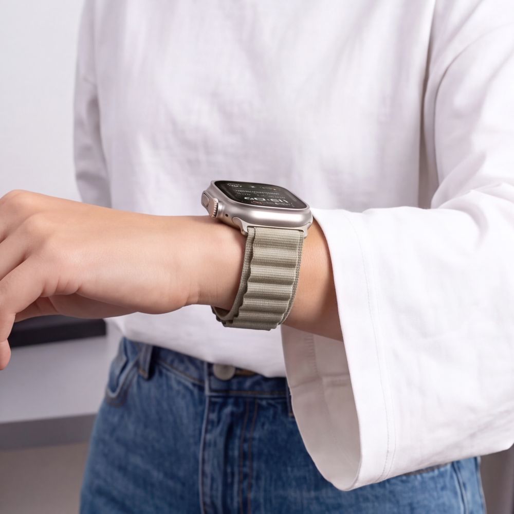 Pasek Tech-Protect Nylon Pro na Apple Watch 44 / 45 / 46 / 49 mm - beżowo-oliwkowy_6