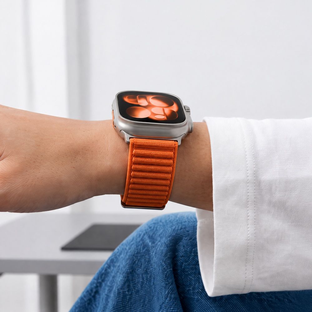 Pasek Tech-Protect NylonLoop na Apple Watch 44 / 45 / 46 / 49 mm - pomarańczowy_5