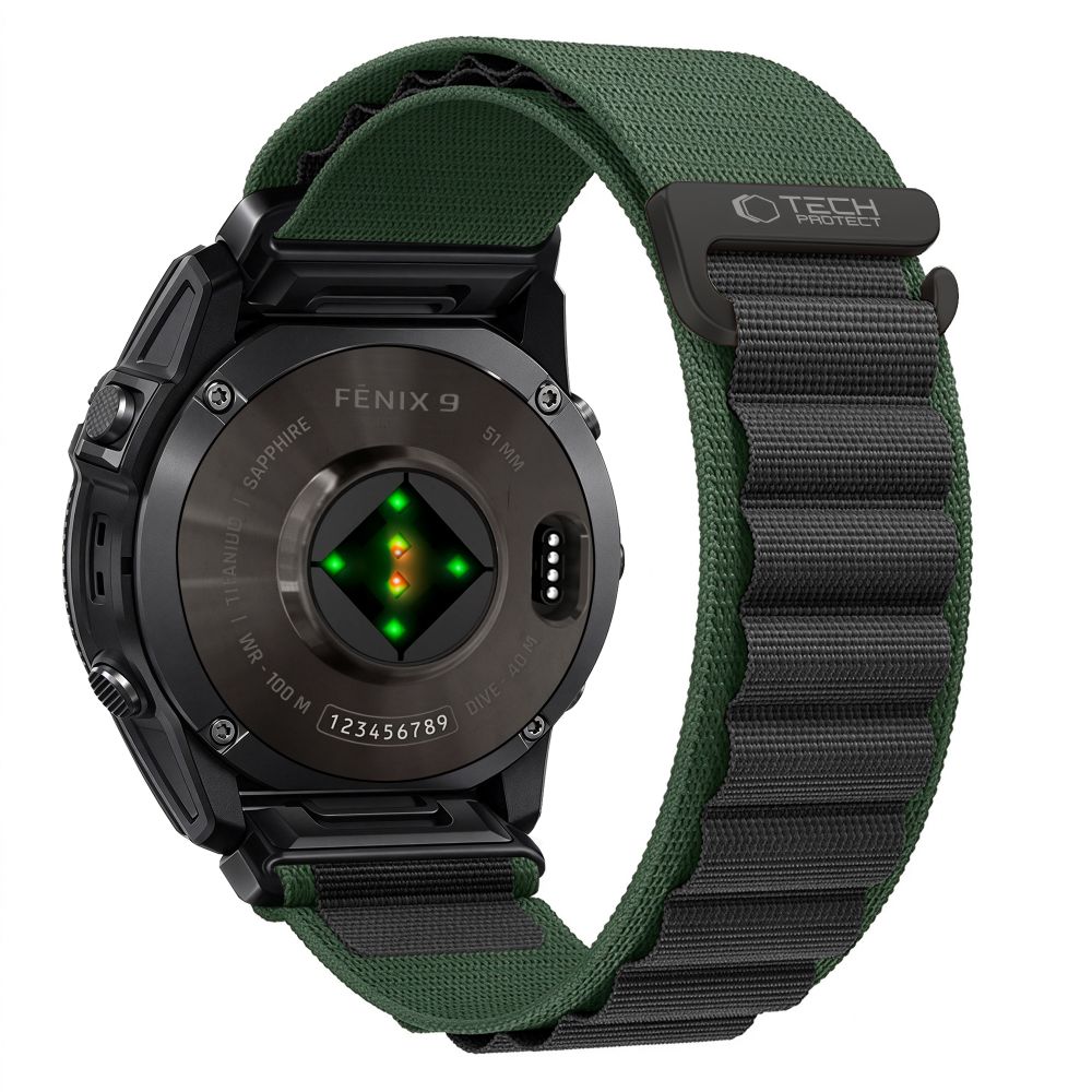 Pasek Tech-Protect Nylon Pro na Garmin Fenix 5X / 5X Plus / 6X / 6X Pro / 7X / 8 / 8 Pro / 9 / 9 Pro (51 mm) - czarno-zielony_0