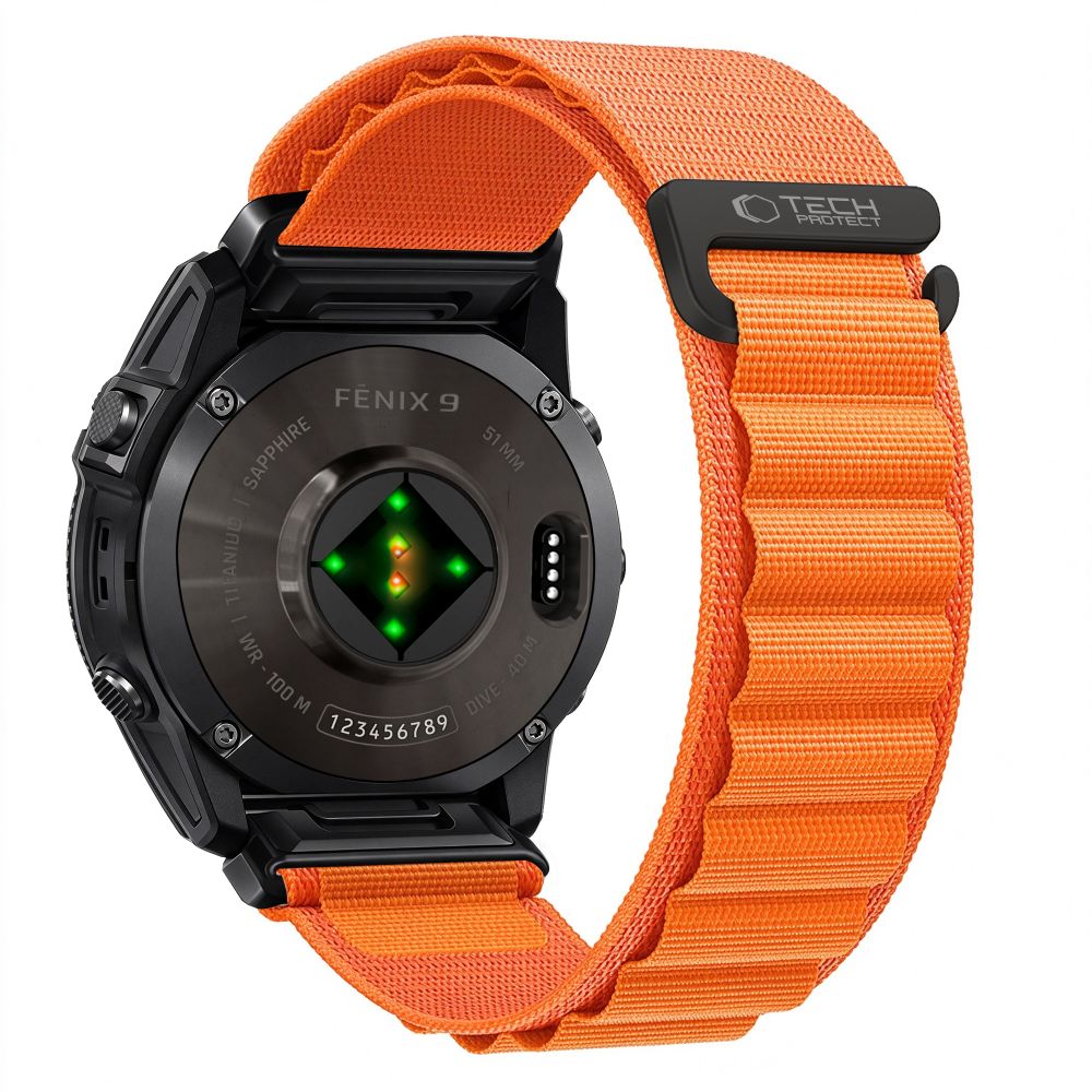 Pasek Tech-Protect Nylon Pro na Garmin Fenix 5X / 5X Plus / 6X / 6X Pro / 7X / 8 / 8 Pro / 9 / 9 Pro (51 mm) - pomarańczowy_0