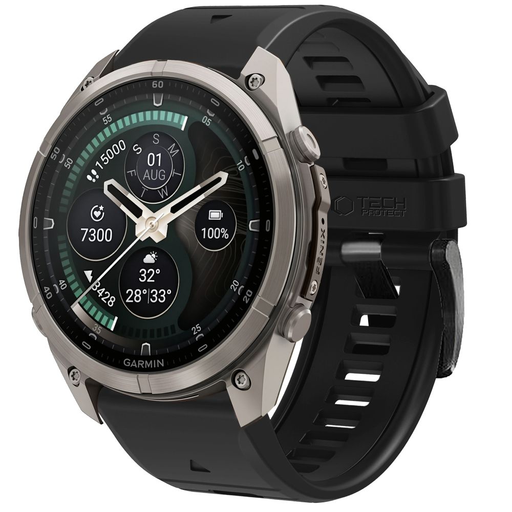 Pasek Tech-Protect Silicone na Garmin Fenix 5 / 6 / 6 Pro / 7 / 8 / 8 Pro / E / 9 / 9 Pro (47 mm) - czarny_0