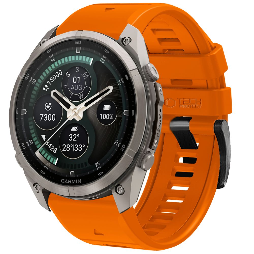 Pasek Tech-Protect Silicone na Garmin Fenix 5 / 6 / 6 Pro / 7 / 8 / 8 Pro / E / 9 / 9 Pro (47 mm) - pomarańczowy_0