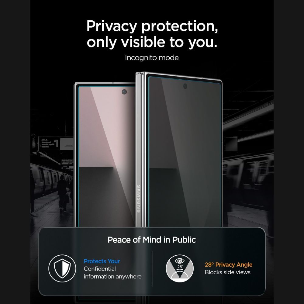 Protector de Ecrã Spigen Glas.tR EZ-FIT Pro HD / Preto / AGL12249 / Samsung Galaxy Z Fold7 / Z Fold8 Ultra - Privacy_10
