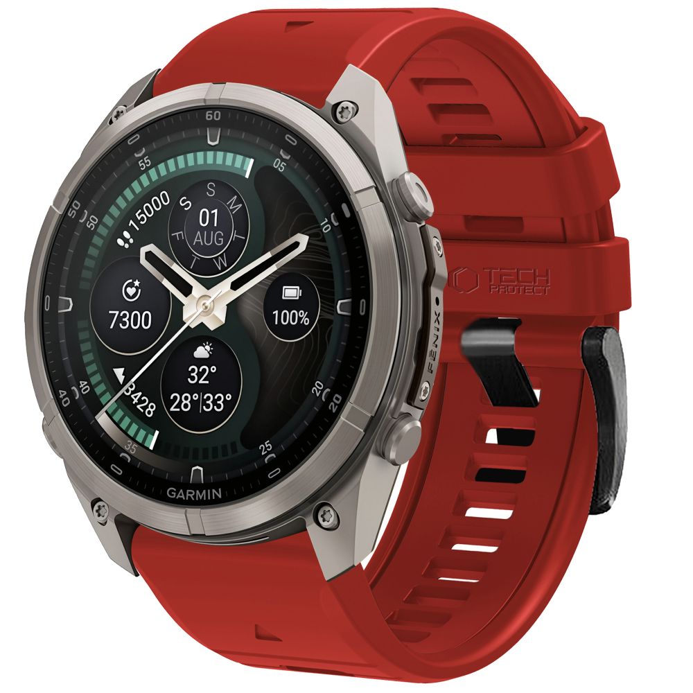 Pasek Tech-Protect Silicone na Garmin Fenix 5 / 6 / 6 Pro / 7 / 8 / 8 Pro / E / 9 / 9 Pro (47 mm) - czerwony_0