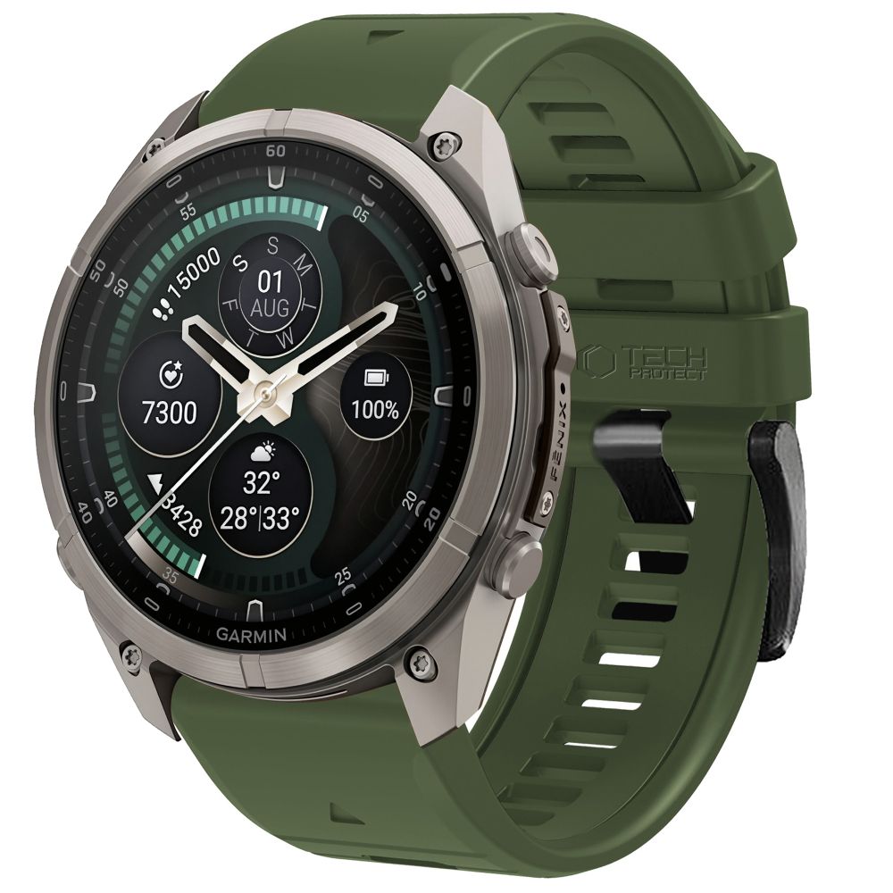 Pasek Tech-Protect Silicone na Garmin Fenix 5 / 6 / 6 Pro / 7 / 8 / 8 Pro / E / 9 / 9 Pro (47 mm) - zielony_0