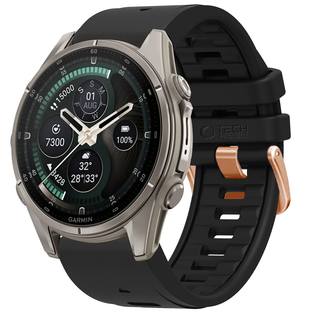 Pasek Tech-Protect Silicone na Garmin Fenix 5S / 5S Plus / 6S / 6S Pro / 7S / 8 / 9 / 9 Pro (43 mm) - czarny_0