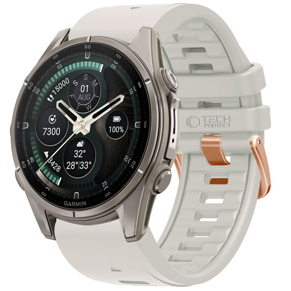 Pasek Tech-Protect Silicone na Garmin Fenix 5S / 5S Plus / 6S / 6S Pro / 7S / 8 / 9 / 9 Pro (43 mm) - szary_0