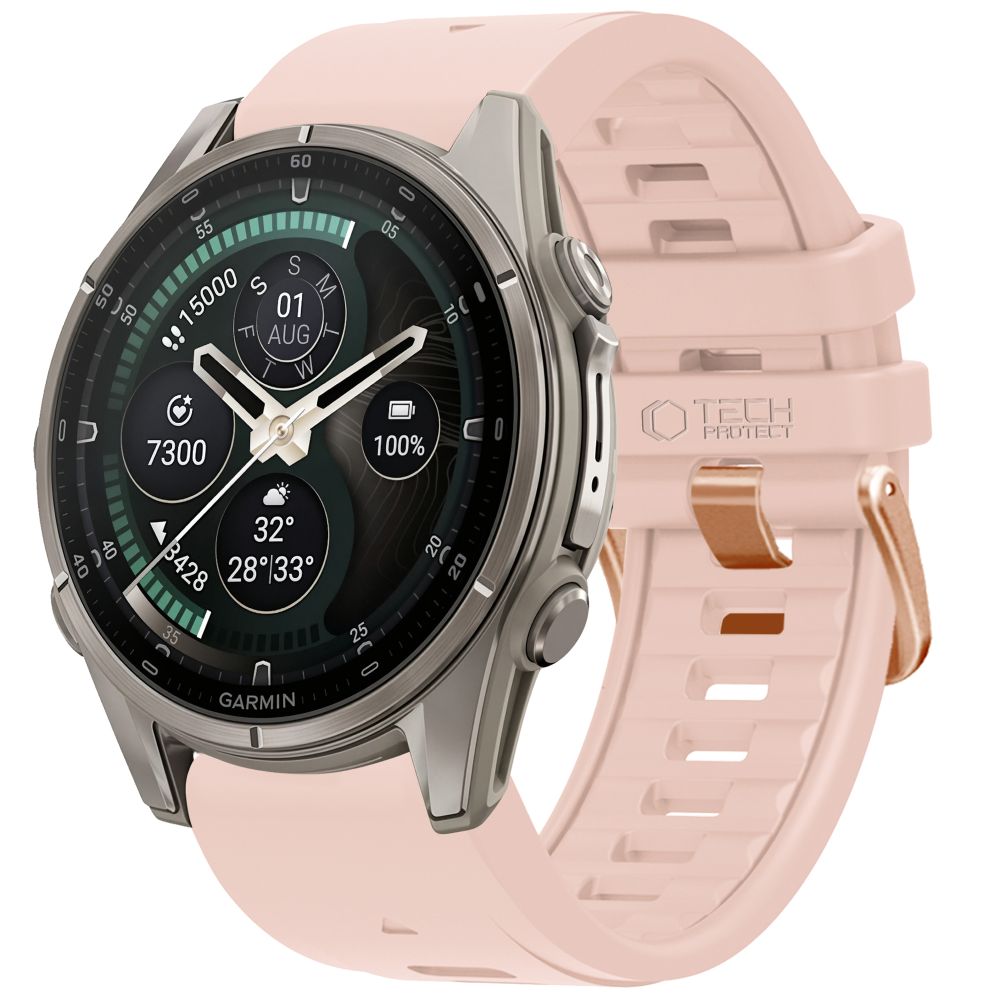 Pasek Tech-Protect Silicone na Garmin Fenix 5S / 5S Plus / 6S / 6S Pro / 7S / 8 / 9 / 9 Pro (43 mm) - różowy_0