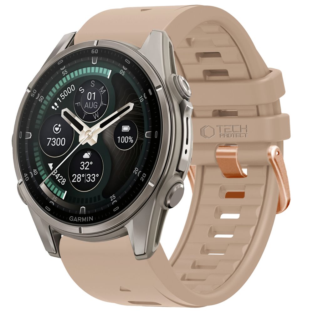 Pasek Tech-Protect Silicone na Garmin Fenix 5S / 5S Plus / 6S / 6S Pro / 7S / 8 / 9 / 9 Pro (43 mm) - beżowy_0