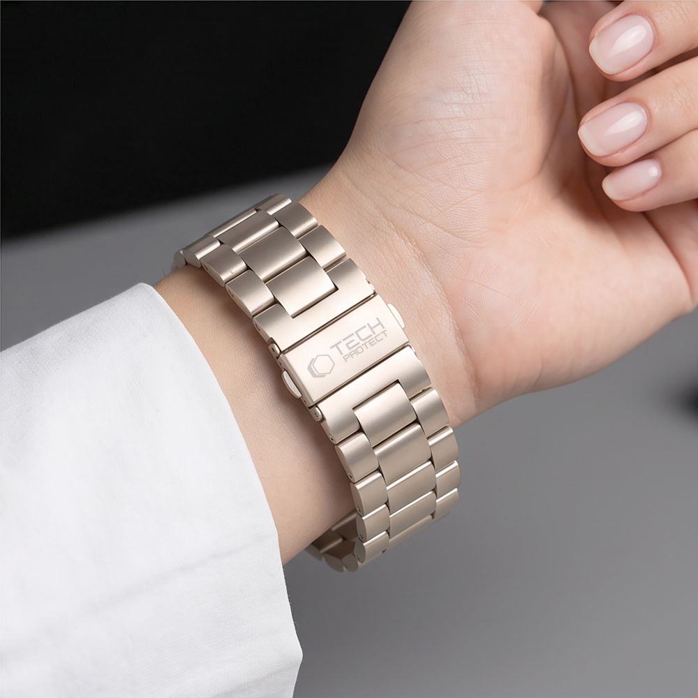 Bransoleta Tech-Protect Stainless na Apple Watch 44 / 45 / 46 / 49 mm - srebrno-złoty_5