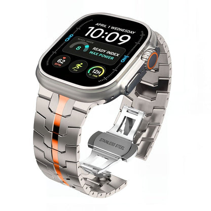 Bransoleta Tech-Protect Stainless na Apple Watch 44 / 45 / 46 / 49 mm - srebrno-pomarańczowa_1