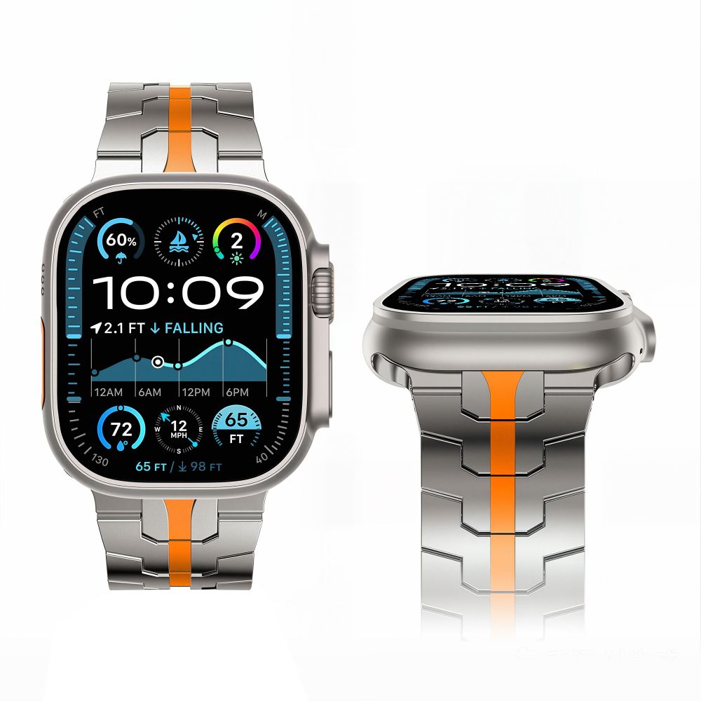 Bransoleta Tech-Protect Stainless na Apple Watch 44 / 45 / 46 / 49 mm - srebrno-pomarańczowa_2