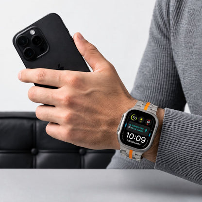Bransoleta Tech-Protect Stainless na Apple Watch 44 / 45 / 46 / 49 mm - srebrno-pomarańczowa_4