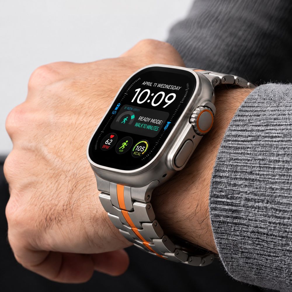 Bransoleta Tech-Protect Stainless na Apple Watch 44 / 45 / 46 / 49 mm - srebrno-pomarańczowa_5