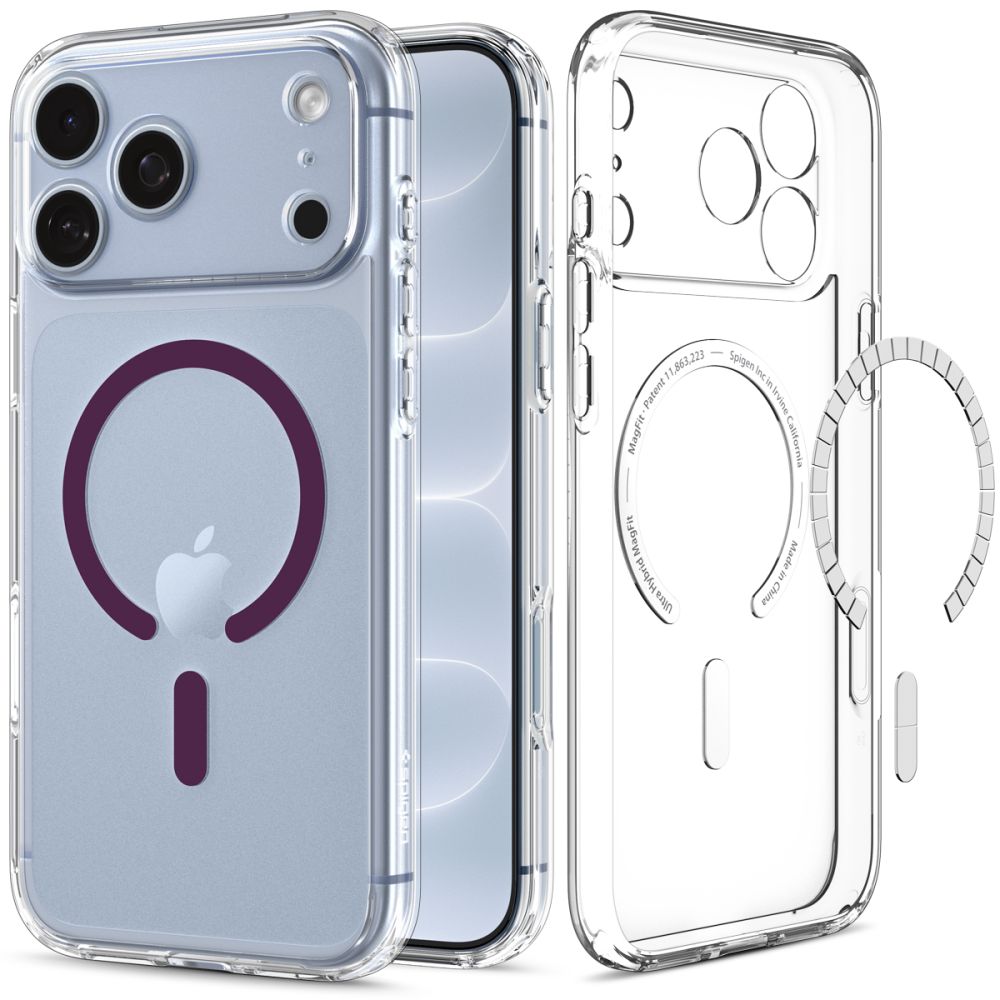 Hard Case Spigen Ultra Hybrid with MagSafe for Apple iPhone 18 Pro / 17 Pro, Clear Dark Cherry ACS12335_0