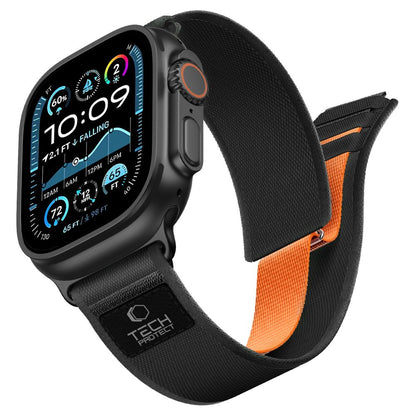 Pasek Tech-Protect Nylon Elite na Apple Watch 44 / 45 / 46 / 49 mm - czarno-pomarańczowy_0