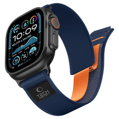 Pasek Tech-Protect Nylon Elite na Apple Watch 44 / 45 / 46 / 49 mm - granatowo-pomarańczowy_0