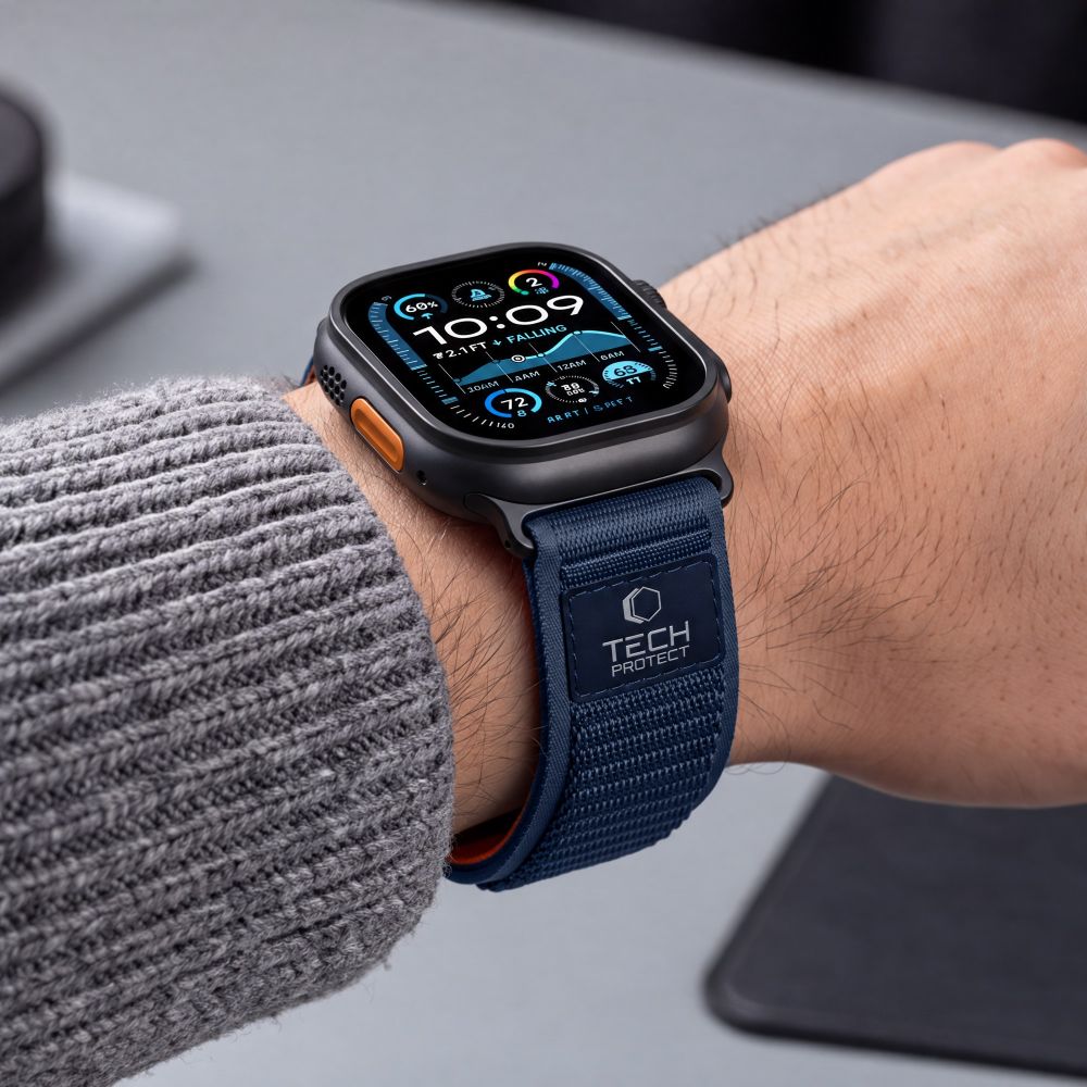 Pasek Tech-Protect Nylon Elite na Apple Watch 44 / 45 / 46 / 49 mm - granatowo-pomarańczowy_6