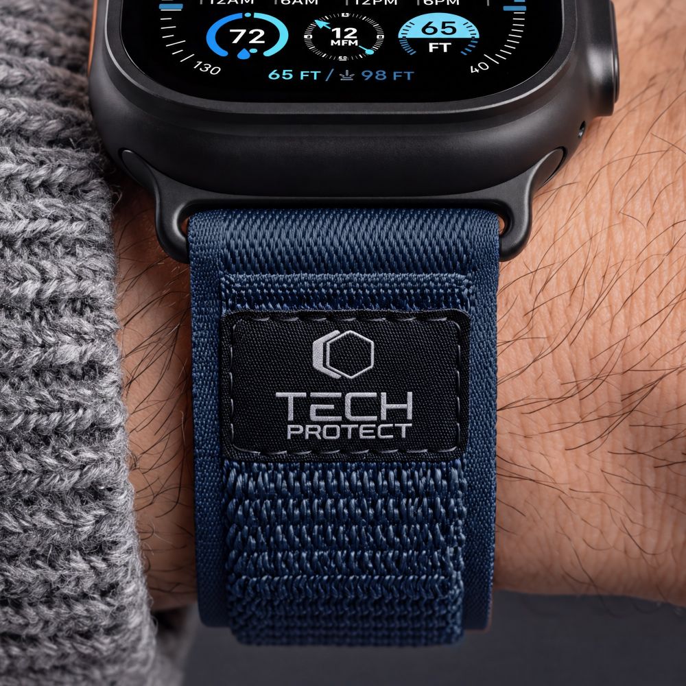 Pasek Tech-Protect Nylon Elite na Apple Watch 44 / 45 / 46 / 49 mm - granatowo-pomarańczowy_7