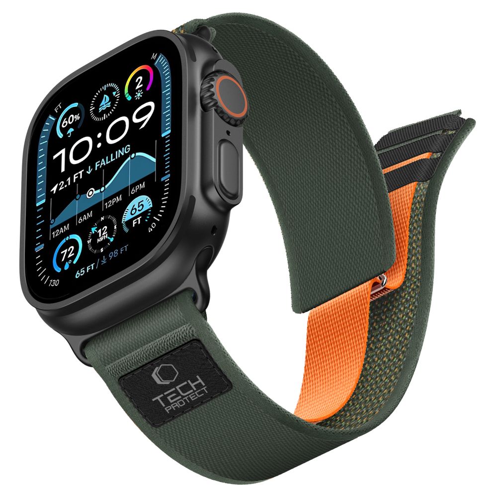 Pasek Tech-Protect Nylon Elite na Apple Watch 44 / 45 / 46 / 49 mm - zielono-pomarańczowy_0