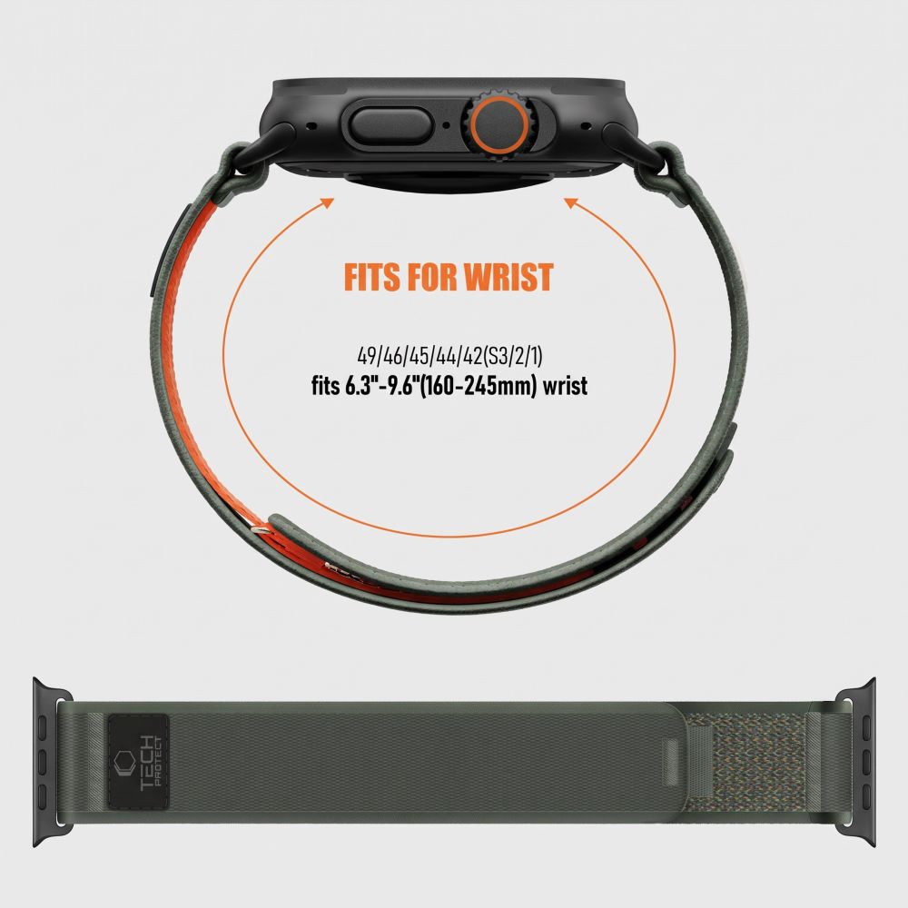 Pasek Tech-Protect Nylon Elite na Apple Watch 44 / 45 / 46 / 49 mm - zielono-pomarańczowy_3