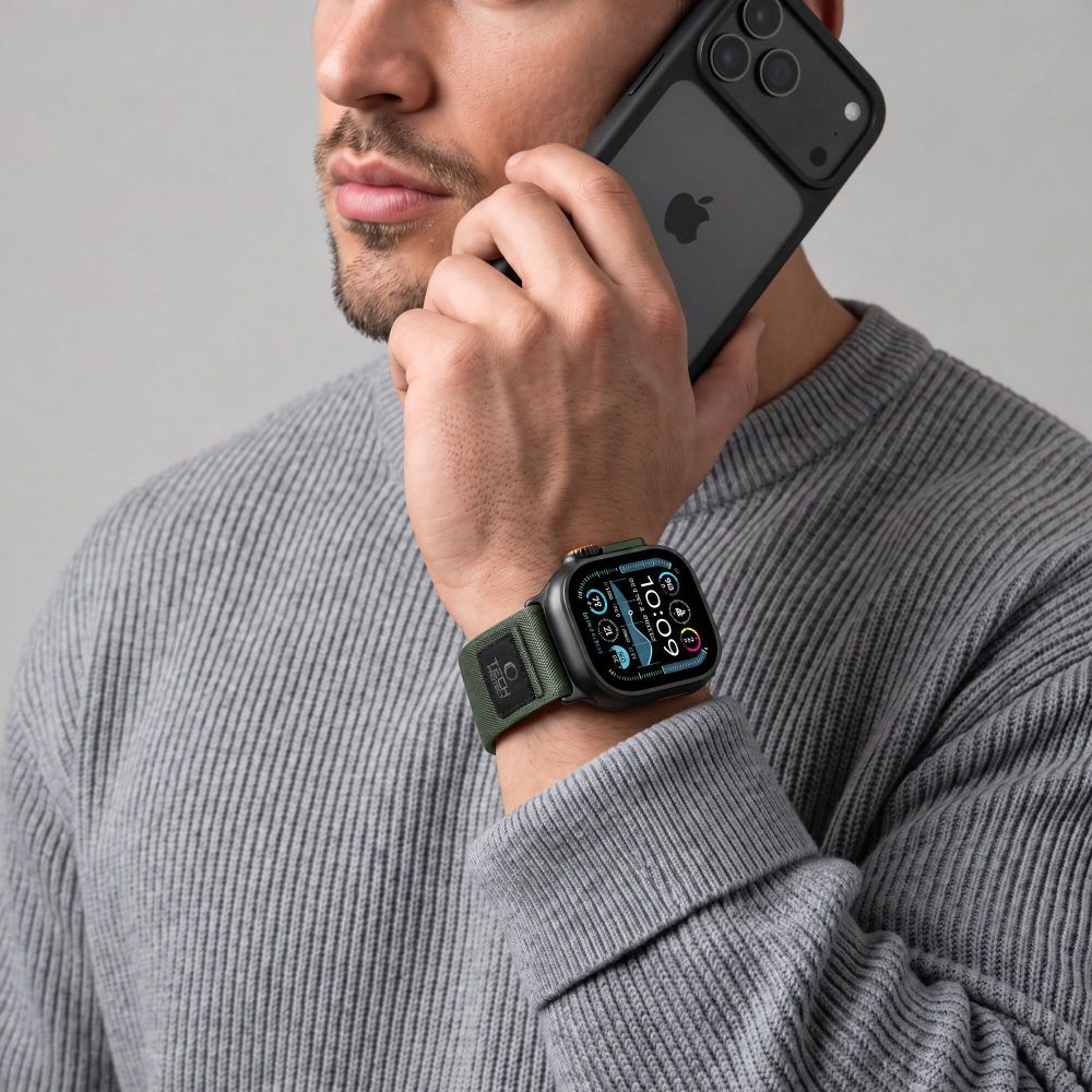 Pasek Tech-Protect Nylon Elite na Apple Watch 44 / 45 / 46 / 49 mm - zielono-pomarańczowy_4