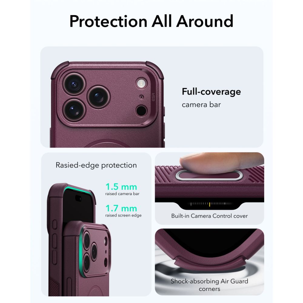 ESR Cyber Tough MagSafe Case for iPhone 18 Pro / 17 Pro - burgundy_2