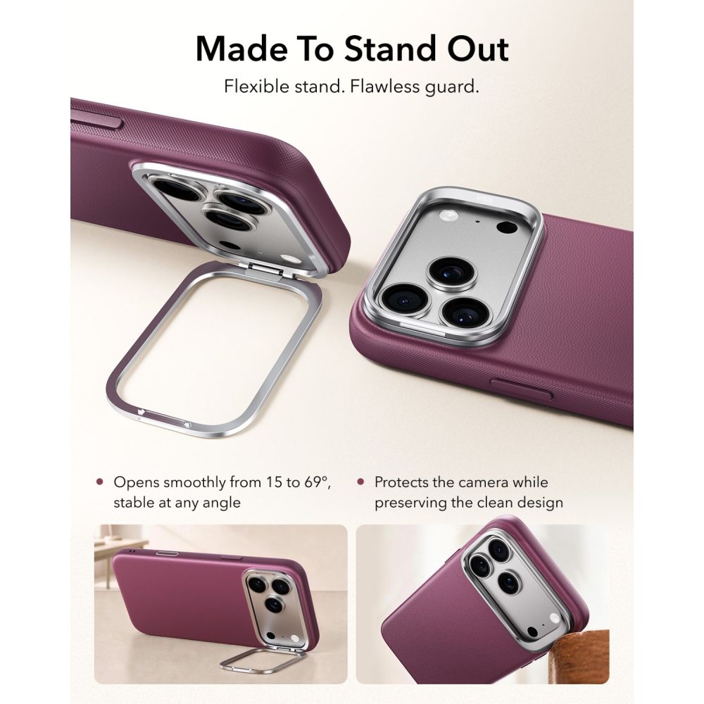 ESR Atelier Kickstand MagSafe Case for iPhone 18 Pro Max / 17 Pro Max - Burgundy_3