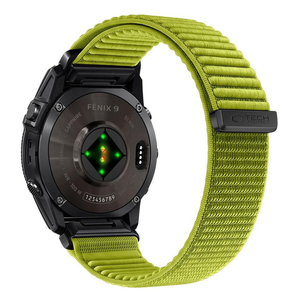 Tech-Protect NylonLoop Band for Garmin Fenix 5 / 6 / 6 Pro / 7 / 8 / 8 Pro / 9 / 9 Pro (47 mm) - lime_1