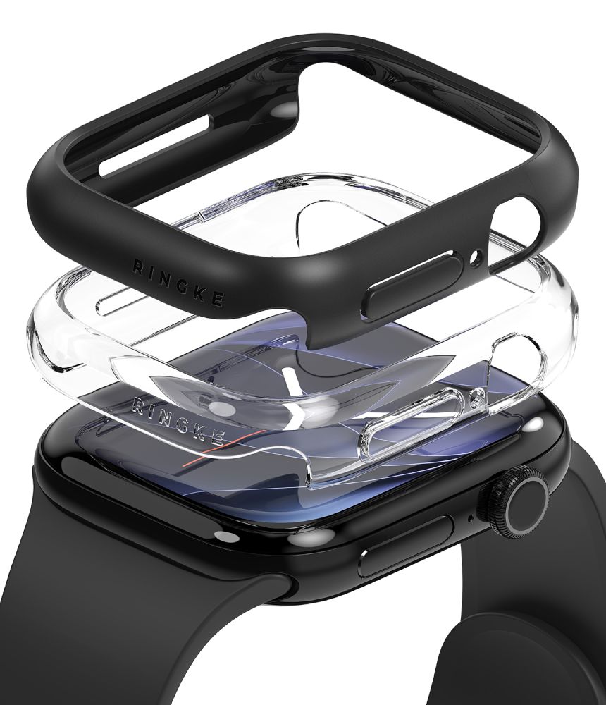 Ringke Slim Clear & Matte Black 2-Pack Case for Apple Watch 12 (46 mm)_0
