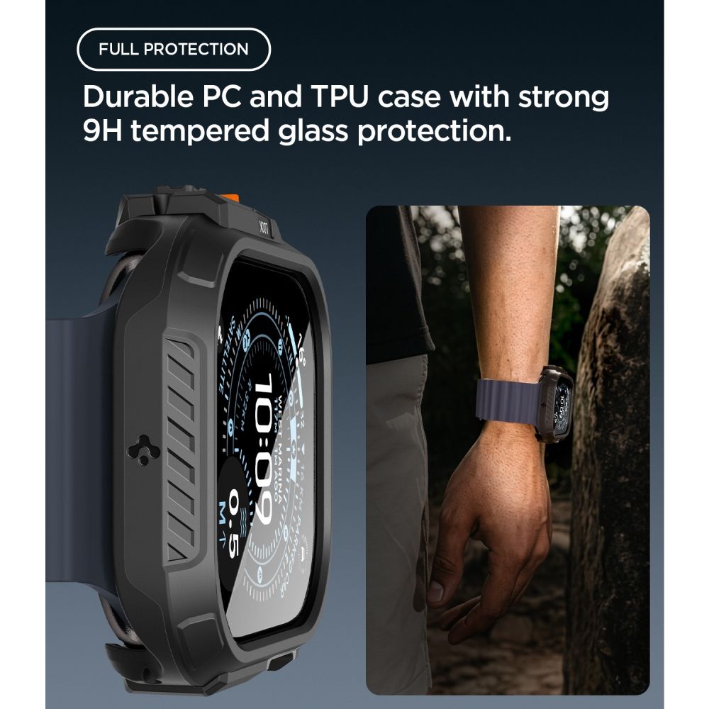 Spigen Lock Fit case + Spigen Tempered Glass screen protector set for Apple Watch Ultra (49 mm) - matte black_9