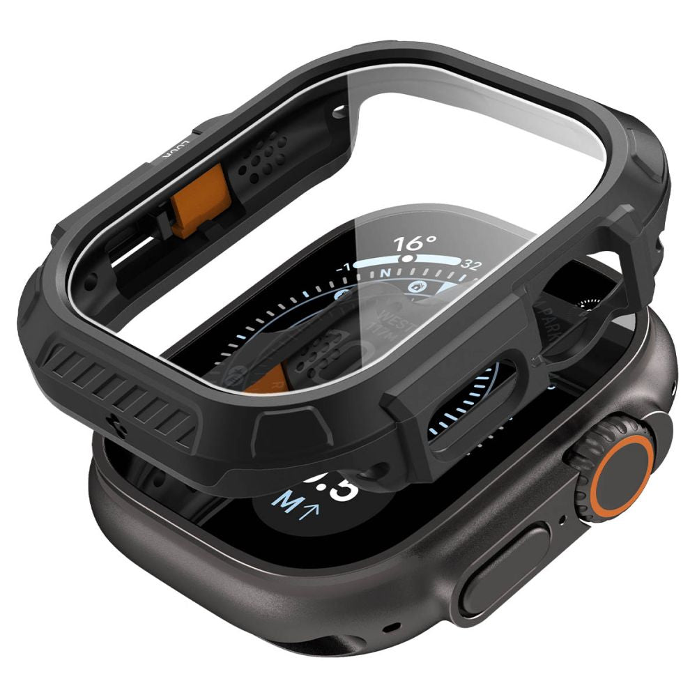 Spigen Lock Fit case + Spigen Tempered Glass screen protector set for Apple Watch Ultra (49 mm) - matte black_1
