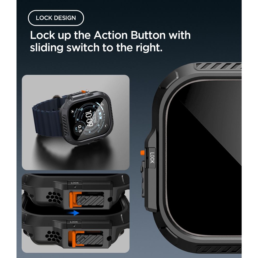 Spigen Lock Fit case + Spigen Tempered Glass screen protector set for Apple Watch Ultra (49 mm) - matte black_6