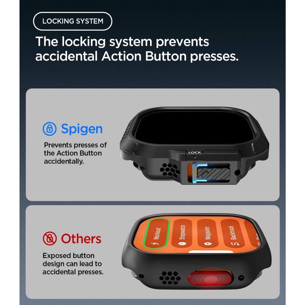 Spigen Lock Fit case + Spigen Tempered Glass screen protector set for Apple Watch Ultra (49 mm) - matte black_7