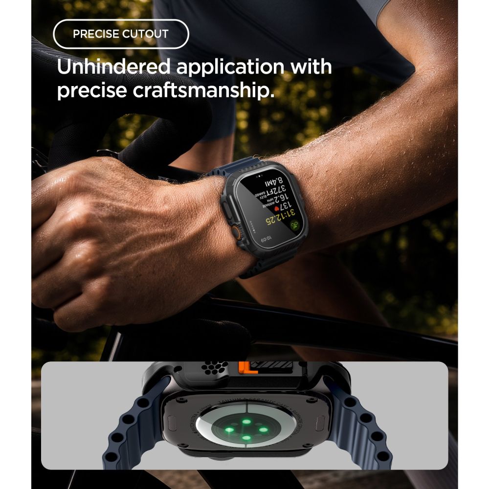 Spigen Lock Fit case + Spigen Tempered Glass screen protector set for Apple Watch Ultra (49 mm) - matte black_8