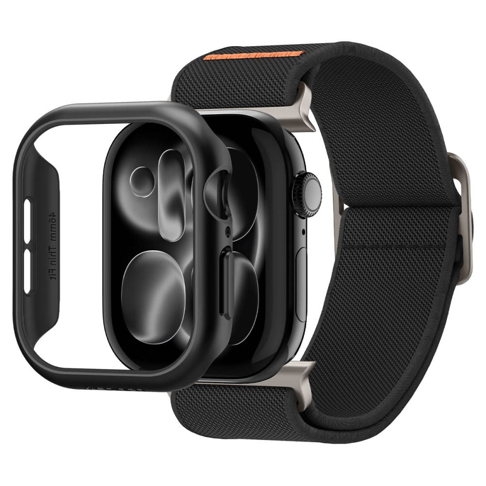 Spigen Thin Fit case + Spigen Lite Fit Ultra band set for Apple Watch (46 mm) - black_0