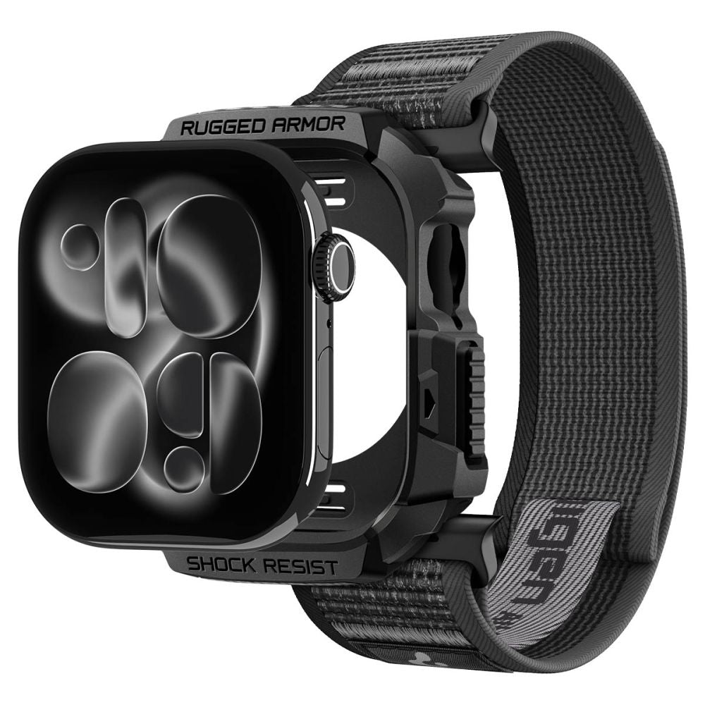 Spigen Rugged Armor case + Spigen Athlex Air band set for Apple Watch (46 mm) - black-grey_0
