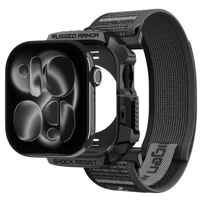 Spigen Rugged Armor case + Spigen Athlex Air band set for Apple Watch (46 mm) - black-grey_0