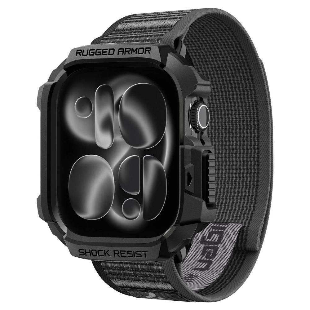 Spigen Rugged Armor case + Spigen Athlex Air band set for Apple Watch (46 mm) - black-grey_1
