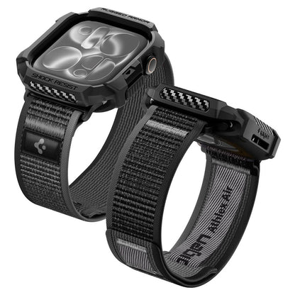 Spigen Rugged Armor case + Spigen Athlex Air band set for Apple Watch (46 mm) - black-grey_3