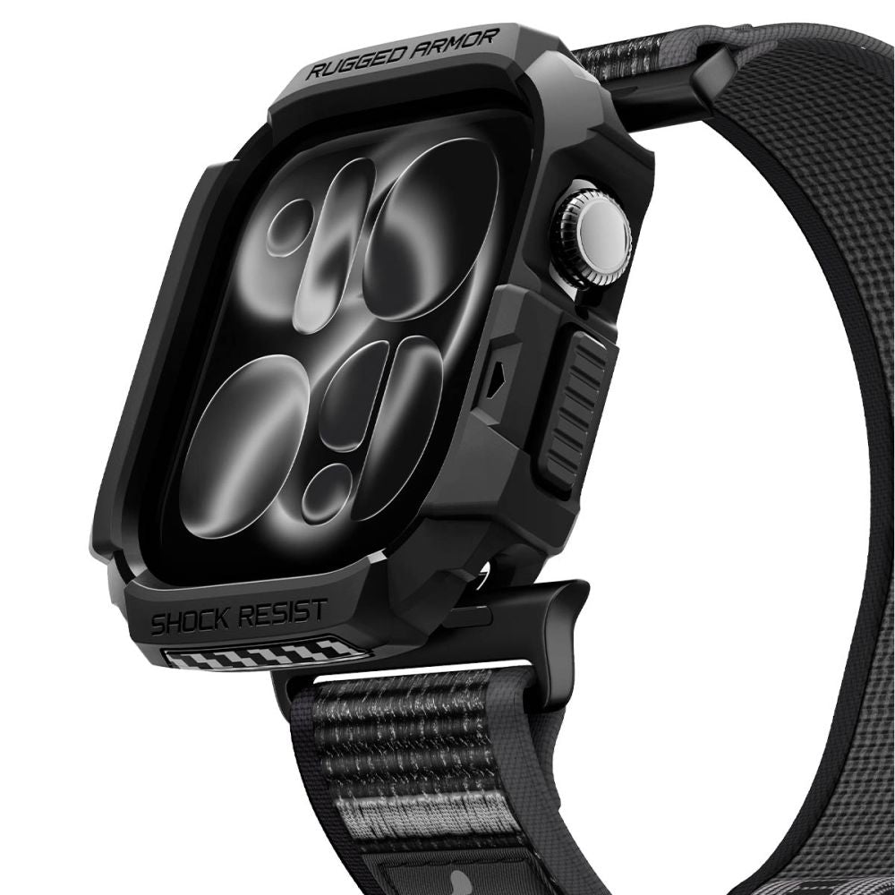 Spigen Rugged Armor case + Spigen Athlex Air band set for Apple Watch (46 mm) - black-grey_4